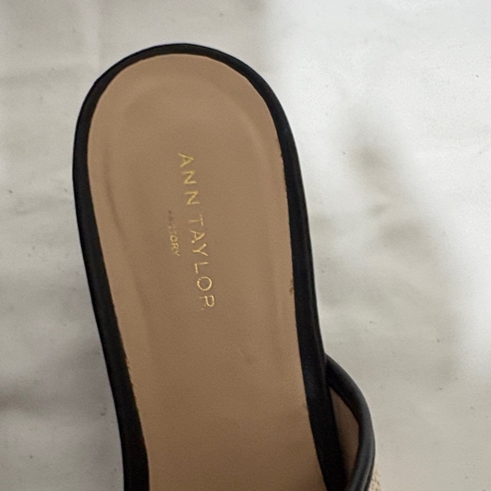 Ann Taylor Black and Cream Women's Mules - Picture 3 of 6